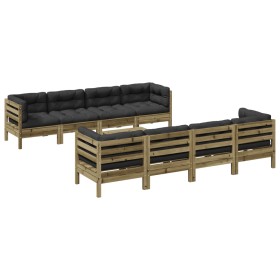 vidaXL 9-tlg. Garten-Sofagarnitur mit Kissen Kiefernholz Imprägniert