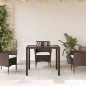 vidaXL Gartentisch mit Glasplatte Braun 90x90x75 cm Poly Rattan vidaXL Gartentisch mit Glasplatte Braun 90x90x75 cm Poly Rattan