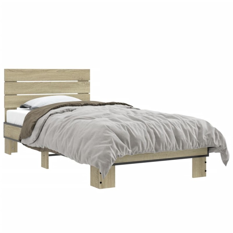 vidaXL Bettgestell Sonoma-Eiche 75x190 cm Holzwerkstoff und Metall vidaXL Bettgestell Sonoma-Eiche 75x190 cm Holzwerkstoff und Metall