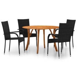 5-tlg. Garten-Essgruppe Schwarz