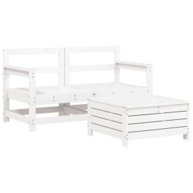 vidaXL 3-tlg. Garten-Sofagarnitur Weiß Massivholz Kiefer