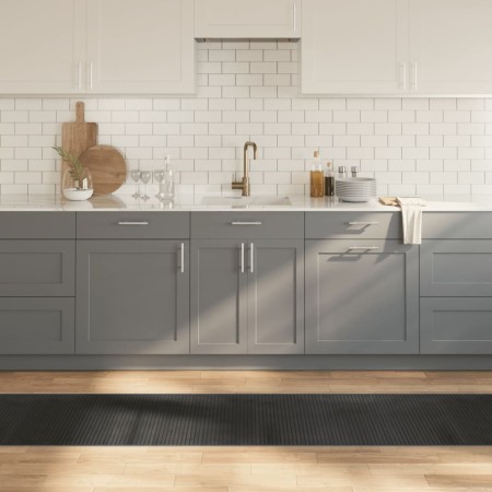 vidaXL Teppich Rechteckig Grau 60x1000 cm Bambus