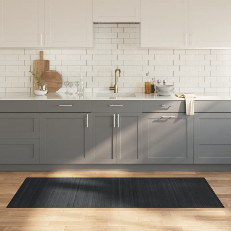 vidaXL Teppich Rechteckig Grau 80x200 cm Bambus vidaXL Teppich Rechteckig Grau 80x200 cm Bambus