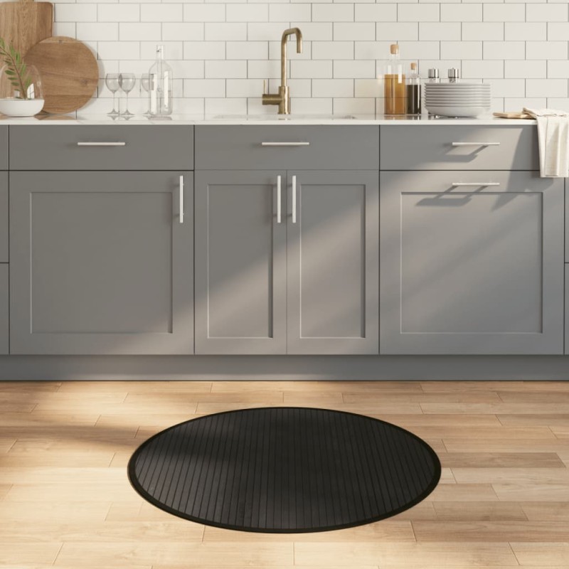vidaXL Teppich Rund Schwarz 80 cm Bambus vidaXL Teppich Rund Schwarz 80 cm Bambus