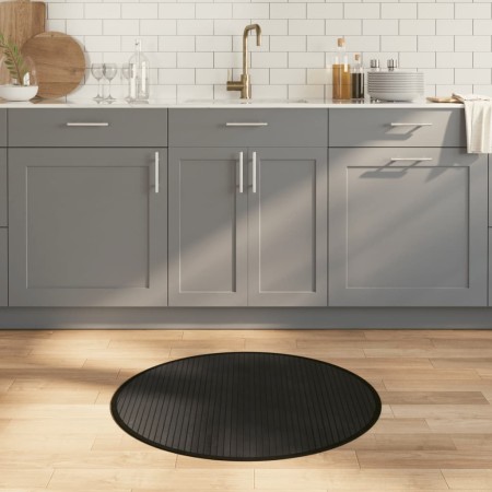 vidaXL Teppich Rund Schwarz 80 cm Bambus