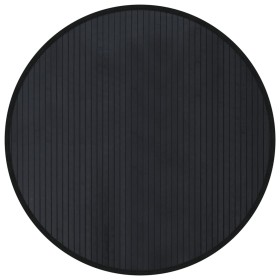 vidaXL Teppich Rund Schwarz 80 cm Bambus