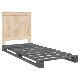 vidaXL Massivholzbett mit Kopfteil Grau 90x200 cm Kiefer