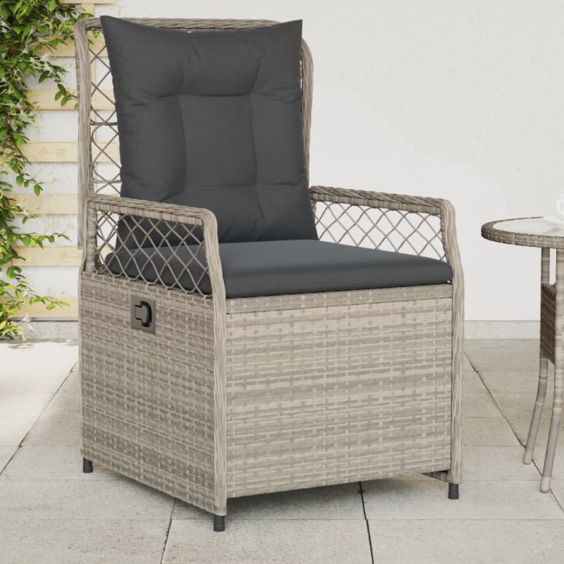 vidaXL Gartensessel 2 Stk. Verstellbar Hellgrau Poly Rattan vidaXL Gartensessel 2 Stk. Verstellbar Hellgrau Poly Rattan