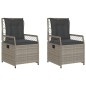 vidaXL Gartensessel 2 Stk. Verstellbar Hellgrau Poly Rattan vidaXL Gartensessel 2 Stk. Verstellbar Hellgrau Poly Rattan