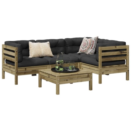 vidaXL 5-tlg. Garten-Sofagarnitur mit Kissen Kiefernholz Imprägniert