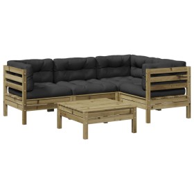 vidaXL 5-tlg. Garten-Sofagarnitur mit Kissen Kiefernholz Imprägniert