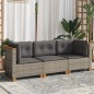 vidaXL Gartensofa mit Kissen 3-Sitzer Grau Poly Rattan vidaXL Gartensofa mit Kissen 3-Sitzer Grau Poly Rattan