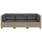 vidaXL Gartensofa mit Kissen 3-Sitzer Grau Poly Rattan vidaXL Gartensofa mit Kissen 3-Sitzer Grau Poly Rattan