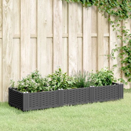 vidaXL Pflanzkasten mit Erdspießen Schwarz 125x40x28,5 cm PP