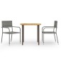 3-tlg. Garten-Essgruppe Poly Rattan Grau 3-tlg. Garten-Essgruppe Poly Rattan Grau