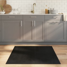 vidaXL Teppich Rechteckig Schwarz 100x100 cm Bambus