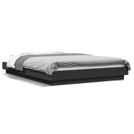 vidaXL Bettgestell mit LED Schwarz 140x200 cm Holzwerkstoff
