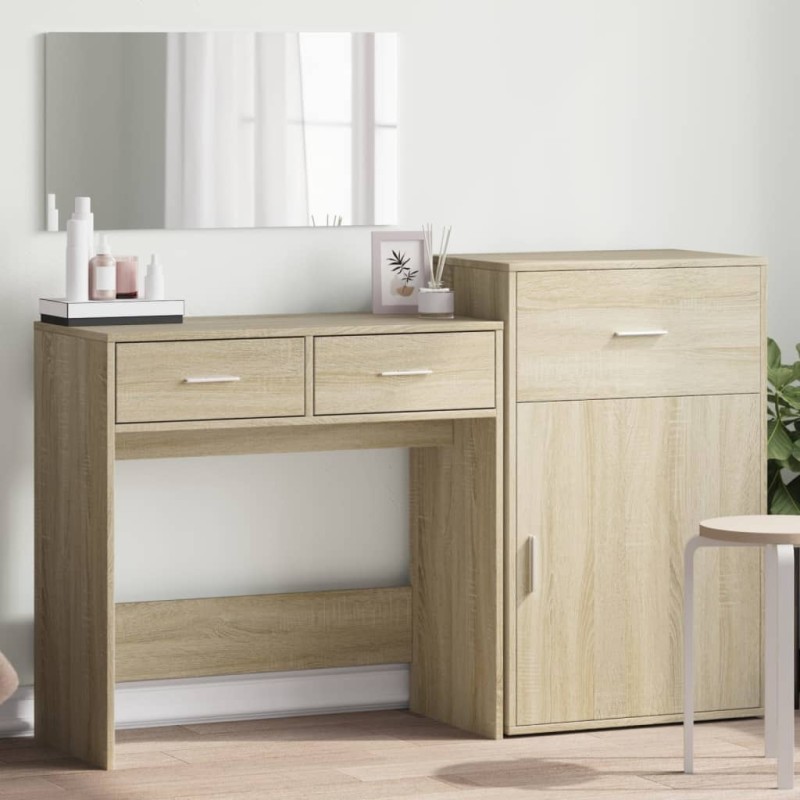 vidaXL 3-tlg. Schminktisch-Set Sonoma-Eiche Holzwerkstoff vidaXL 3-tlg. Schminktisch-Set Sonoma-Eiche Holzwerkstoff