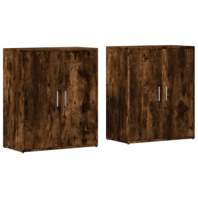 vidaXL Sideboards 2 Stk. Räuchereiche 60x31x70 cm Holzwerkstoff