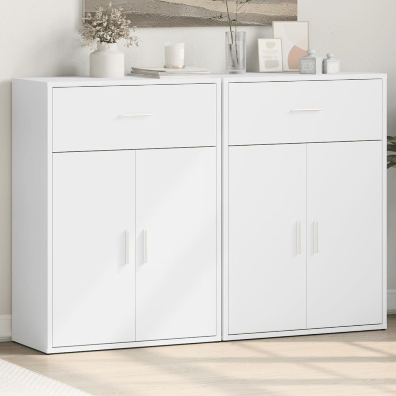 vidaXL Sideboards 2 Stk. Weiß 60x30x84 cm Holzwerkstoff vidaXL Sideboards 2 Stk. Weiß 60x30x84 cm Holzwerkstoff