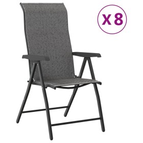 vidaXL Gartenstühle 8 Stk. Klappbar Grau Poly Rattan