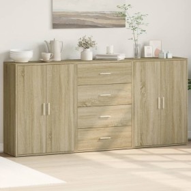 vidaXL Sideboards 3 Stk. Sonoma-Eiche 60x31x84 cm Holzwerkstoff