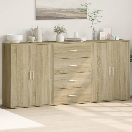 vidaXL Sideboards 3 Stk. Sonoma-Eiche 60x31x84 cm Holzwerkstoff