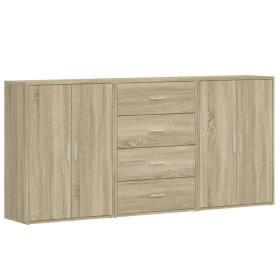 vidaXL Sideboards 3 Stk. Sonoma-Eiche 60x31x84 cm Holzwerkstoff