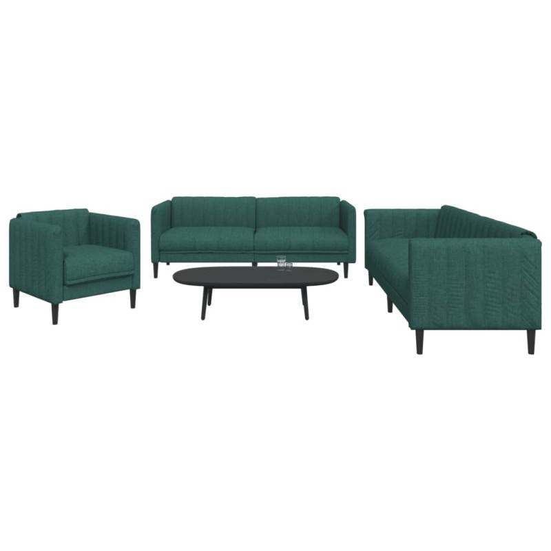 vidaXL 3-tlg. Sofagarnitur Dunkelgrün Stoff vidaXL 3-tlg. Sofagarnitur Dunkelgrün Stoff