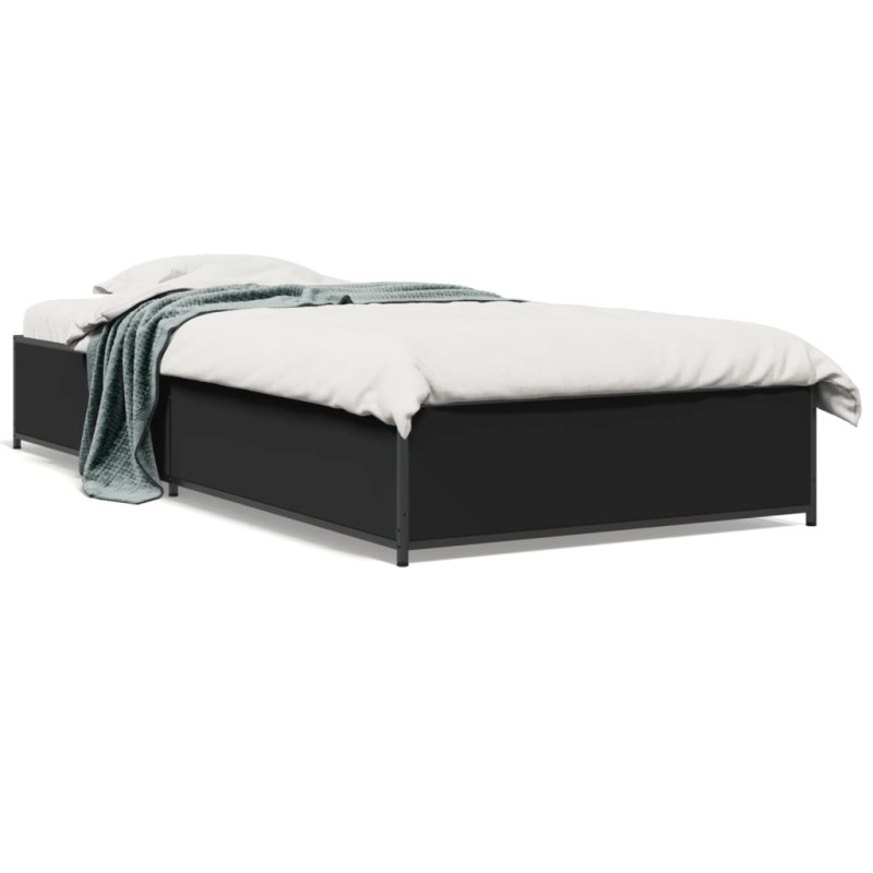 vidaXL Bettgestell Schwarz 75x190 cm Holzwerkstoff und Metall vidaXL Bettgestell Schwarz 75x190 cm Holzwerkstoff und Metall