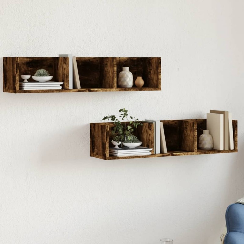 vidaXL Wandschränke 2 Stk. Räuchereiche 75x18x16,5 cm Holzwerkstoff vidaXL Wandschränke 2 Stk. Räuchereiche 75x18x16,5 cm Holzwerkstoff