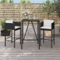vidaXL 3-tlg. Gartenbar-Set mit Kissen Schwarz Poly Rattan vidaXL 3-tlg. Gartenbar-Set mit Kissen Schwarz Poly Rattan