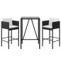 vidaXL 3-tlg. Gartenbar-Set mit Kissen Schwarz Poly Rattan vidaXL 3-tlg. Gartenbar-Set mit Kissen Schwarz Poly Rattan