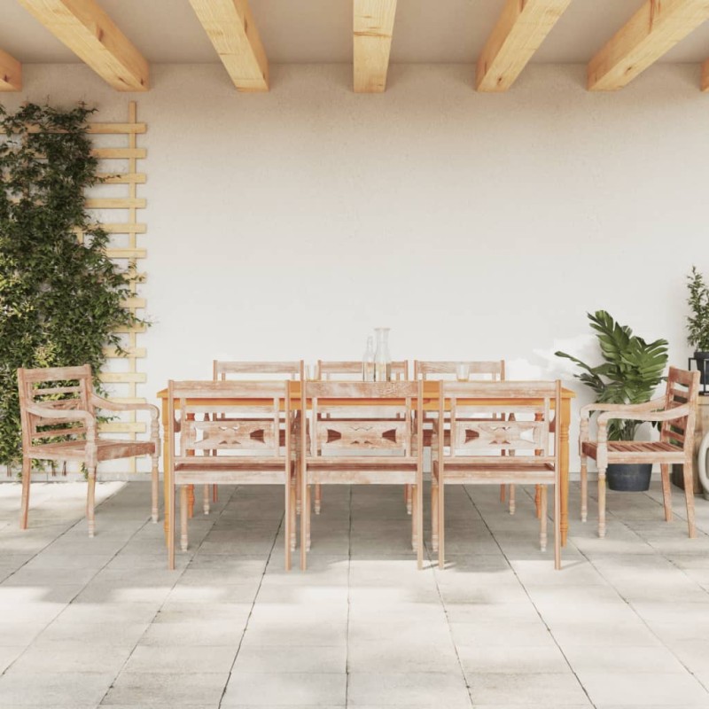 vidaXL Batavia-Stühle 8 Stk. Weiß Massivholz Teak vidaXL Batavia-Stühle 8 Stk. Weiß Massivholz Teak