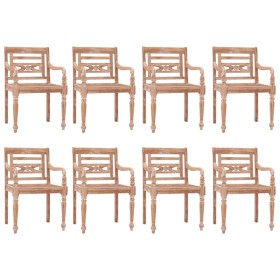 vidaXL Batavia-Stühle 8 Stk. Weiß Massivholz Teak