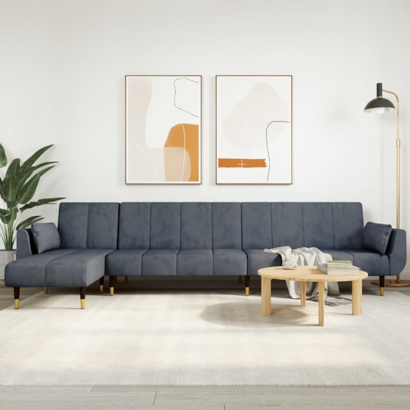 vidaXL Schlafsofa in L-Form Dunkelgrau 275x140x70 cm Samt vidaXL Schlafsofa in L-Form Dunkelgrau 275x140x70 cm Samt