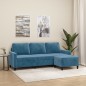 vidaXL 3-Sitzer-Sofa mit Hocker Blau 180 cm Samt vidaXL 3-Sitzer-Sofa mit Hocker Blau 180 cm Samt