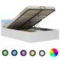 vidaXL Bett mit Bettkasten Hydraulisch LED Weiß Kunstleder 140x200 cm vidaXL Bett mit Bettkasten Hydraulisch LED Weiß Kunstleder 140x200 cm