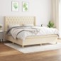 vidaXL Boxspringbett mit Matratze Creme 160x200 cm Stoff vidaXL Boxspringbett mit Matratze Creme 160x200 cm Stoff