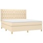 vidaXL Boxspringbett mit Matratze Creme 160x200 cm Stoff vidaXL Boxspringbett mit Matratze Creme 160x200 cm Stoff
