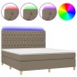 vidaXL Boxspringbett mit Matratze & LED Taupe 160x200 cm Stoff vidaXL Boxspringbett mit Matratze & LED Taupe 160x200 cm Stoff
