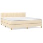 vidaXL Boxspringbett mit Matratze Creme 160x200 cm Stoff vidaXL Boxspringbett mit Matratze Creme 160x200 cm Stoff