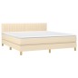 vidaXL Boxspringbett mit Matratze Creme 160x200 cm Stoff vidaXL Boxspringbett mit Matratze Creme 160x200 cm Stoff