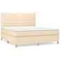 vidaXL Boxspringbett mit Matratze Creme 160x200 cm Stoff vidaXL Boxspringbett mit Matratze Creme 160x200 cm Stoff