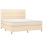 vidaXL Boxspringbett mit Matratze Creme 160x200 cm Stoff vidaXL Boxspringbett mit Matratze Creme 160x200 cm Stoff
