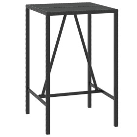vidaXL Bartisch mit Glasplatte Schwarz 70x70x110 cm Poly Rattan