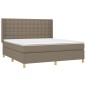 vidaXL Boxspringbett mit Matratze & LED Taupe 160x200 cm Stoff vidaXL Boxspringbett mit Matratze & LED Taupe 160x200 cm Stoff