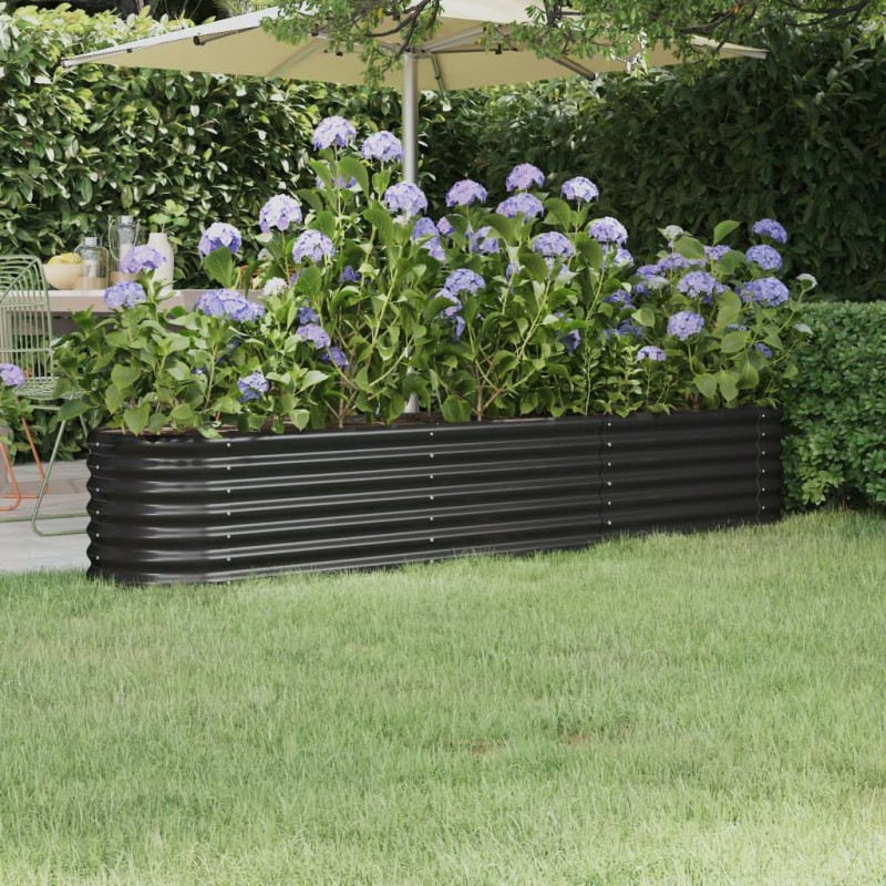 vidaXL Hochbeet Pulverbeschichteter Stahl 224x40x36 cm Anthrazit vidaXL Hochbeet Pulverbeschichteter Stahl 224x40x36 cm Anthrazit