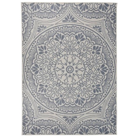 vidaXL Outdoor-Teppich Flachgewebe 200x280 cm Blaues Muster