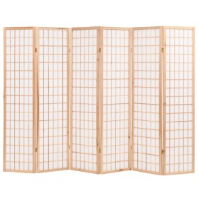 vidaXL 6-tlg. Raumteiler Japanischer Stil Klappbar 240 x 170 cm Natur